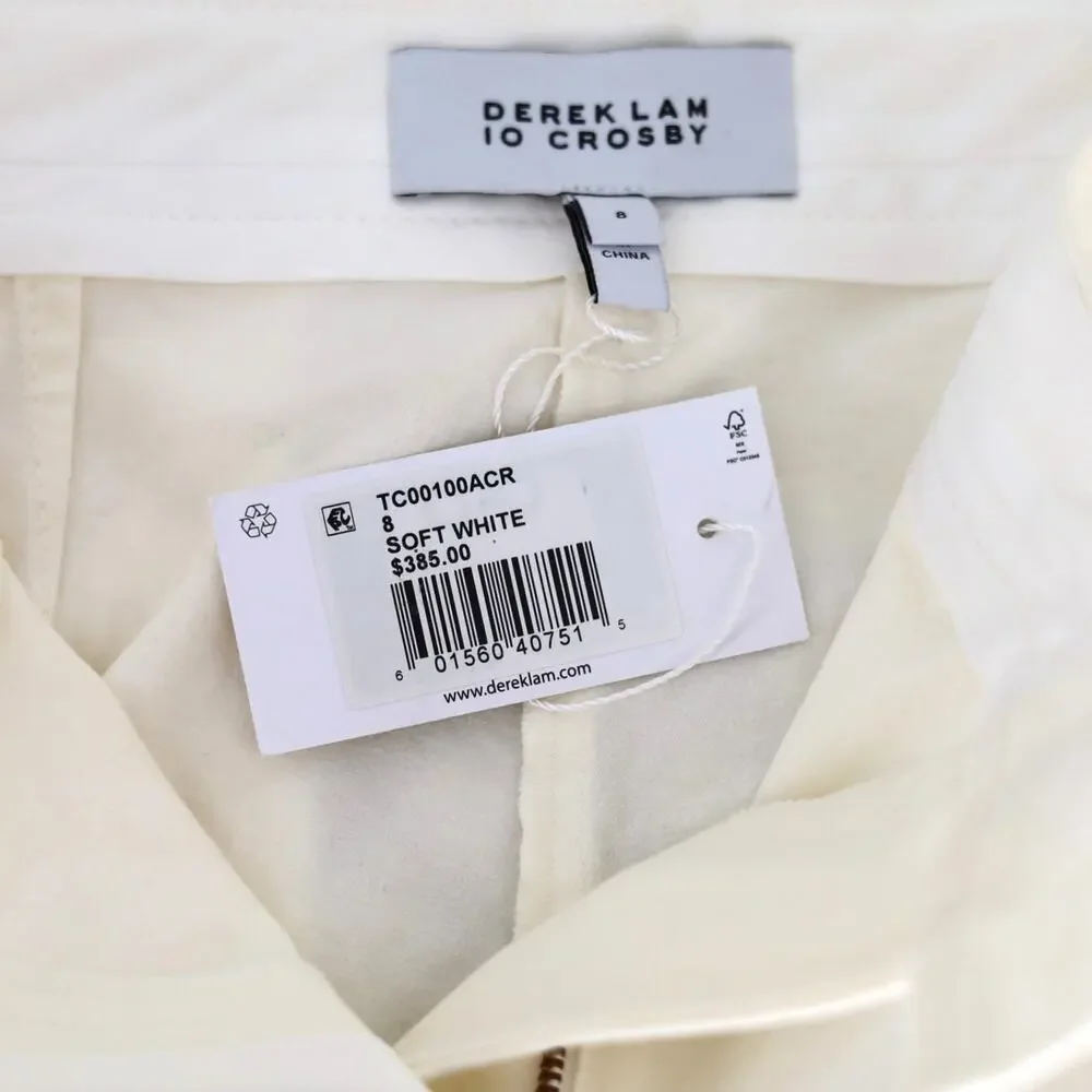Derek Lam 10 Crosby Women White / Gold Cotton Robertson Flare Pants Size US 8